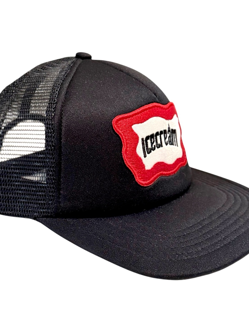 Icecream Trucker Hat Black Mesh Snapback Red Logo Patch Cap One Size Adult